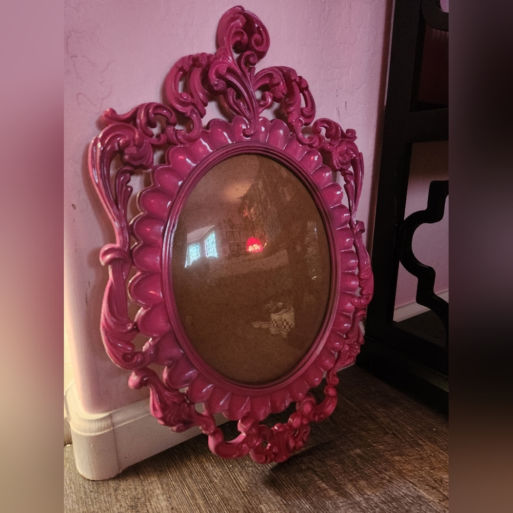 Large Ornate Baroque Plastic Goth Frame, Made in Italy, Pink Picture Frame